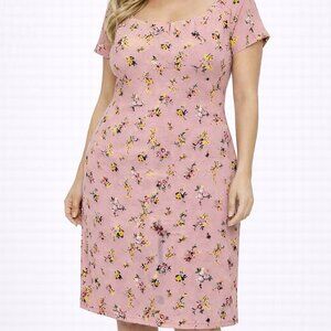 *NWT* Soft Blush Floral Midi Dress | Lined & Stretchy | Romantic Fit | Sz. XL